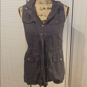 MUDD Blue Hooded Utility Vest